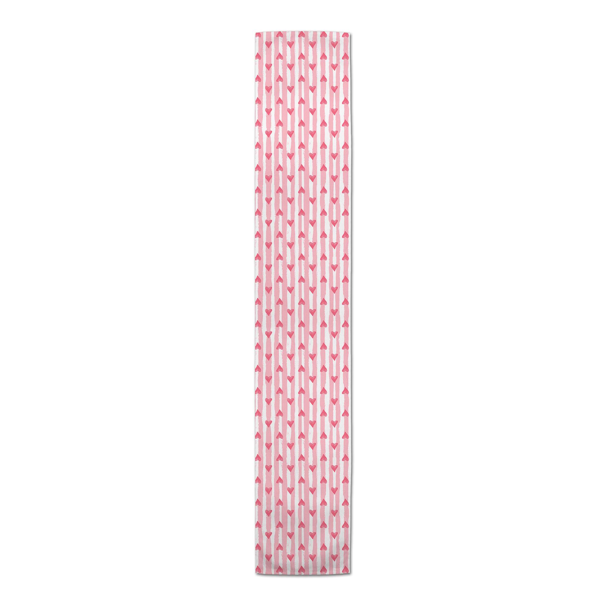Heart Stripe Pattern 16" x 90" Cotton Twill Runner